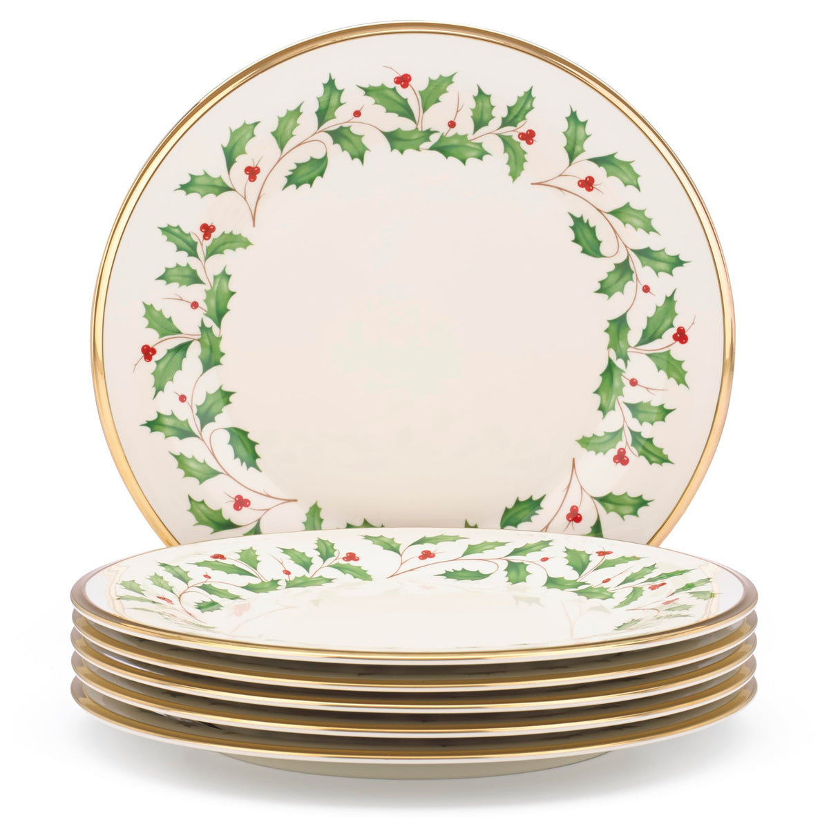 Lenox Holiday Porcelain Christmas Salad Plate Set for 4