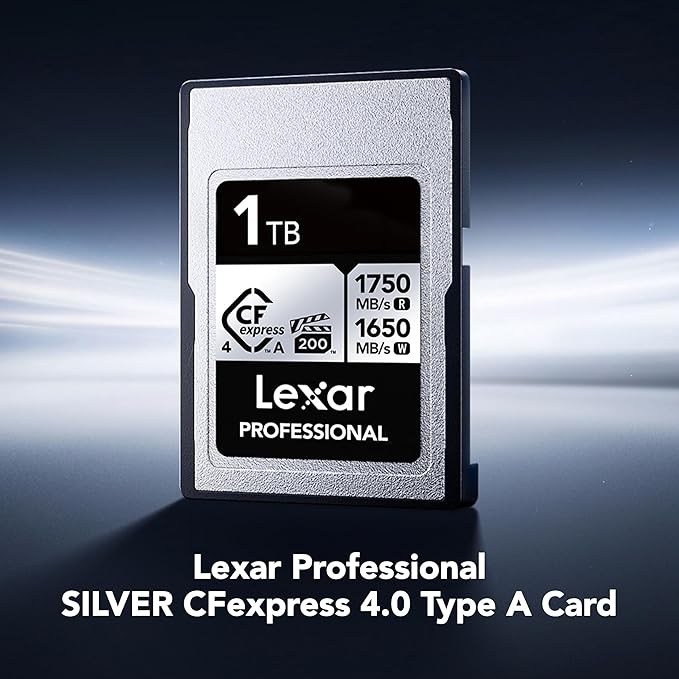 Lexar 1TB Professional CFexpress Type A Silver 4.0 Memory Card, for Photographers, Videographers, Up to max 1750/1650 MB/s, 8K Video (LCAEXS4001T-RNENU)