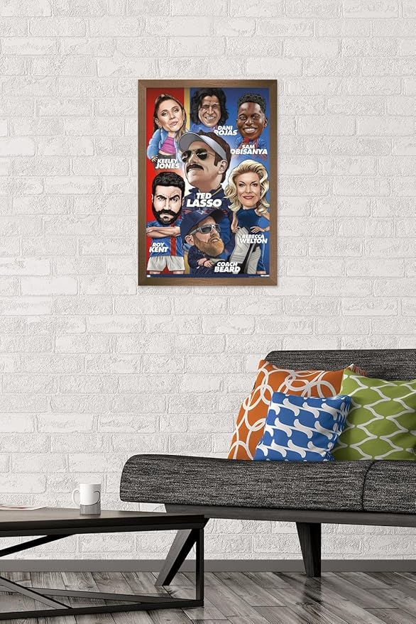 Ted Lasso - Character Grid Wall Poster, 22.4L" x 14.7W", Bronze Framed Version