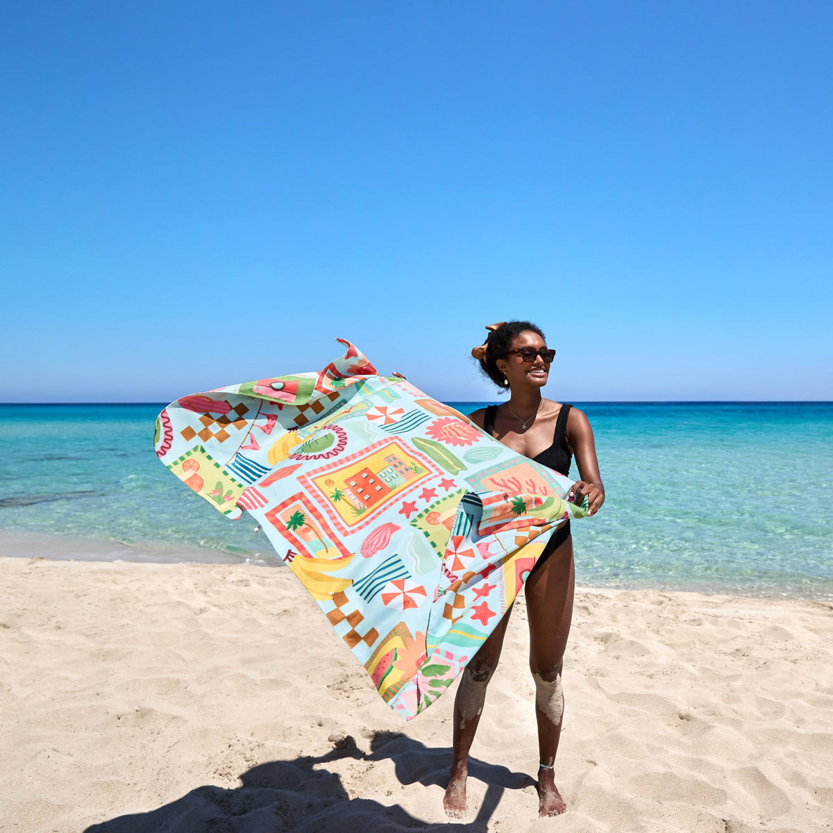 Dock & Bay Beach Towel - Quick Dry, Sand Free - Compact, Lightweight - 100% Recycled - Includes Bag - Wish You were Here - Large (160x90cm, 63x35)