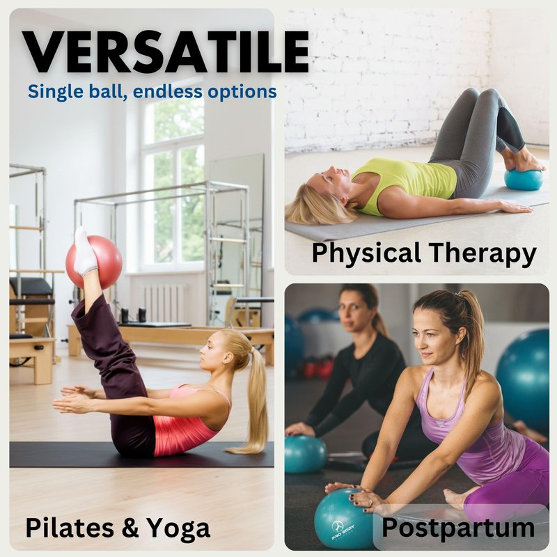 ProBody Pilates Small Exercise Ball - 9 Inch Workout Ball for Stability, Barre, Yoga, Core & Physical Therapy, Home Gym & Office Use (Teal)
