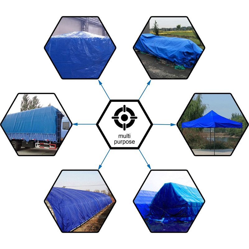 CARTMAN Finished Size 10x10 Feet Blue Poly Tarp 5 Mil Thick, Multipurpose Protective Cover for Camping, Tent, Boat, RV, Car