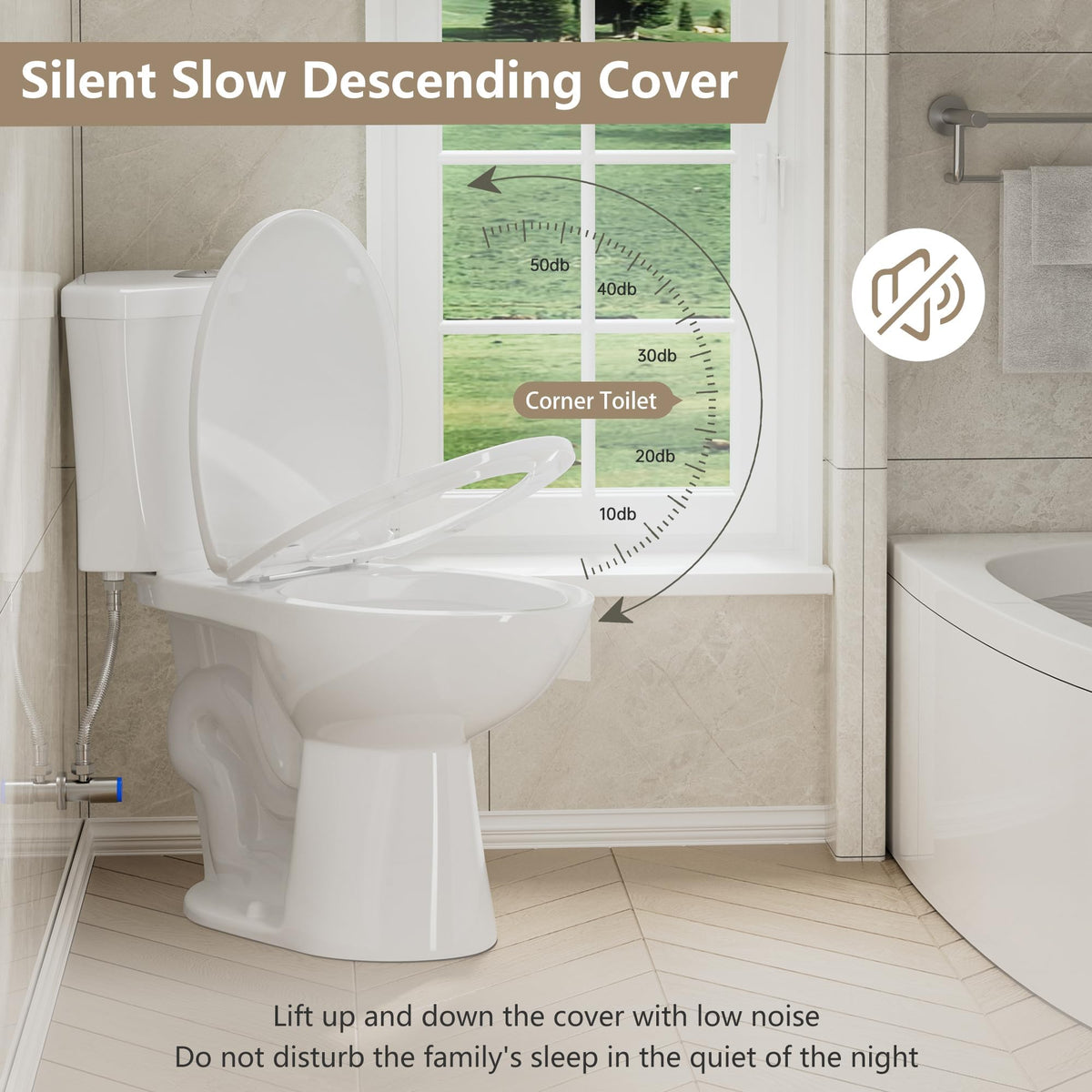 SUPERFLO 17.2" Corner Toilet Elongated, Compact Two-piece Toilets with Comfort Height Toilet Bowl & Slow Close Seat, Small Toilets For Small Bathroom-Dual Flush 0.8/1.28 GPF