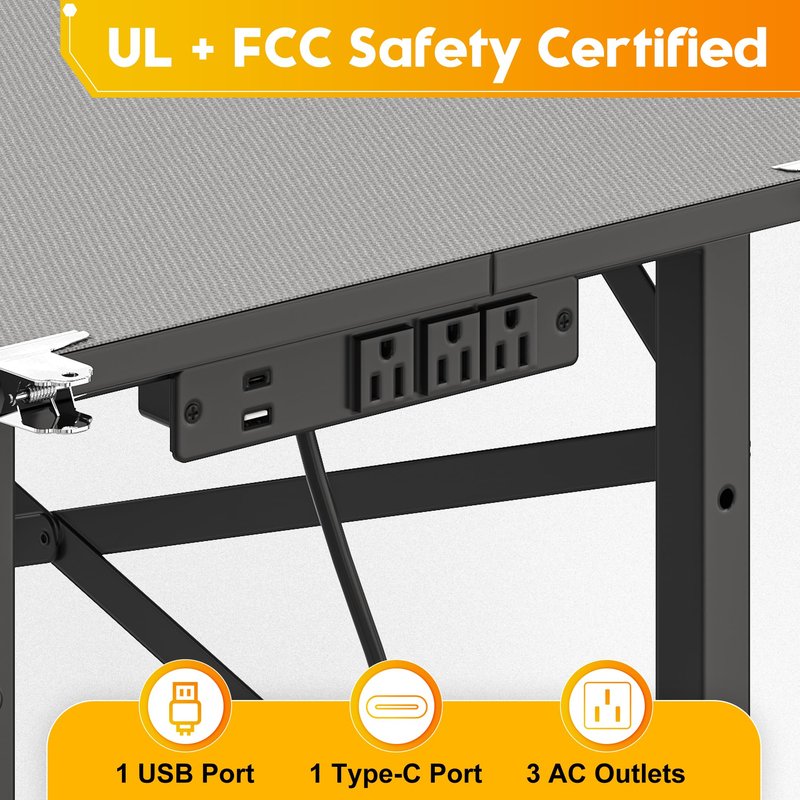 Small Workbench, 1000 Lbs Metal Work Benches for Garage, 38.58" Adjustable Work Table with Power Strip Sewing Table Workshop Home DIY