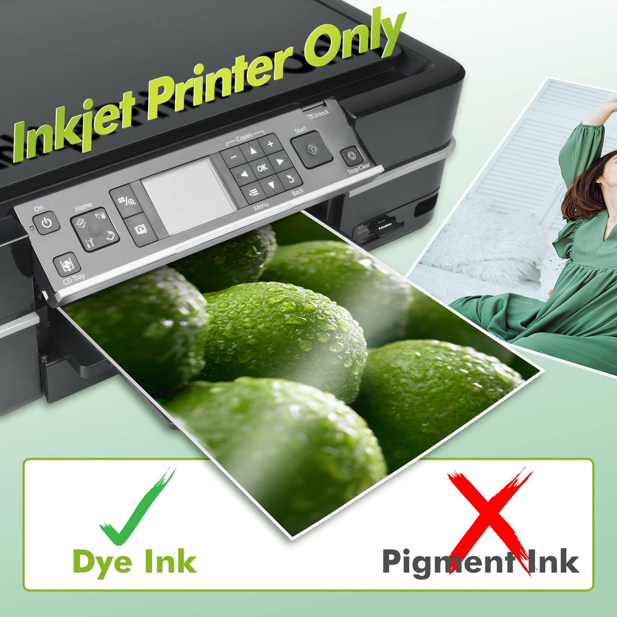 Koala Double Side Thin Glossy Photo Paper 8.5x14 Inches Legal Size 120gsm 100 Sheets Compatible with Inkjet Printer and Dye Ink 32LB