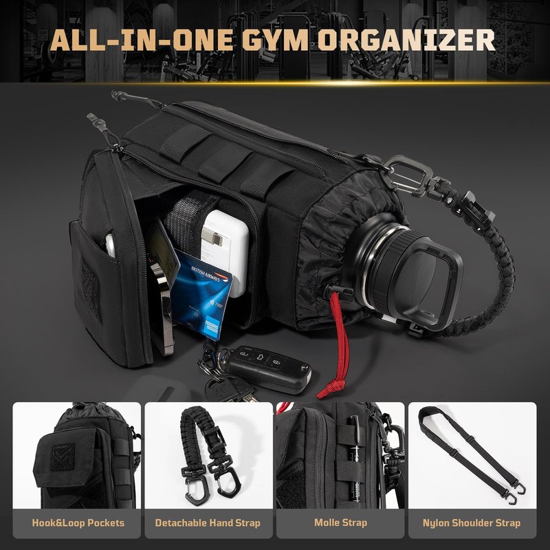 Magnetic Gym Bag for Men,Magnetic Gym Water Bottle Bag with Phone Pockets&40 64oz Multiple Size, Water Bottle Holder with Adjustable Shoulder, Ideal for Fitness,Sports,Travel