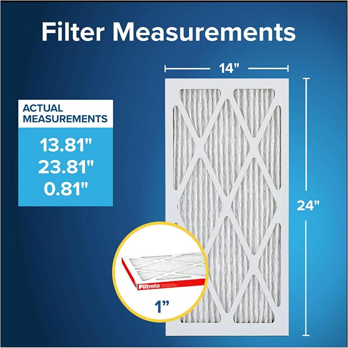 Filtrete 14x24x1 Air Filter, MERV 11, MPR 1000, Allergen Defense, 3-Month AC