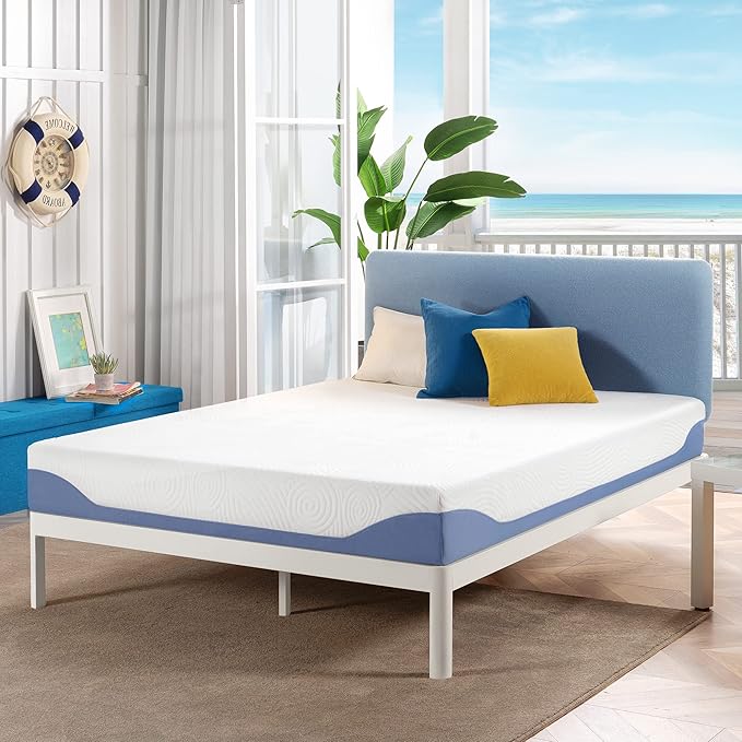 Mellow 8 Inch Cooling Gel-Infused Memory Foam Bed Mattress, Medium Firm Sleep and Breathable Fabric Cover, Full , Mattress In A Box