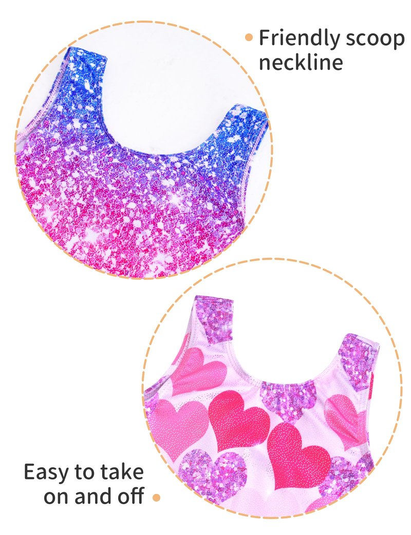 Nokecina Girls Gymnastics Leotards Size 9-10 Years Old Shiny Purple Pink Practice Tank Athletic Bodysuits