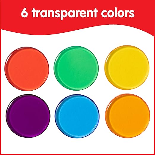 edxeducation Transparent Counters | Set of 500 | Math Manipulatives for Kids | Assorted Colors | 3/4 in | Counting, Sorting, Light Table, Bingo Chips and more