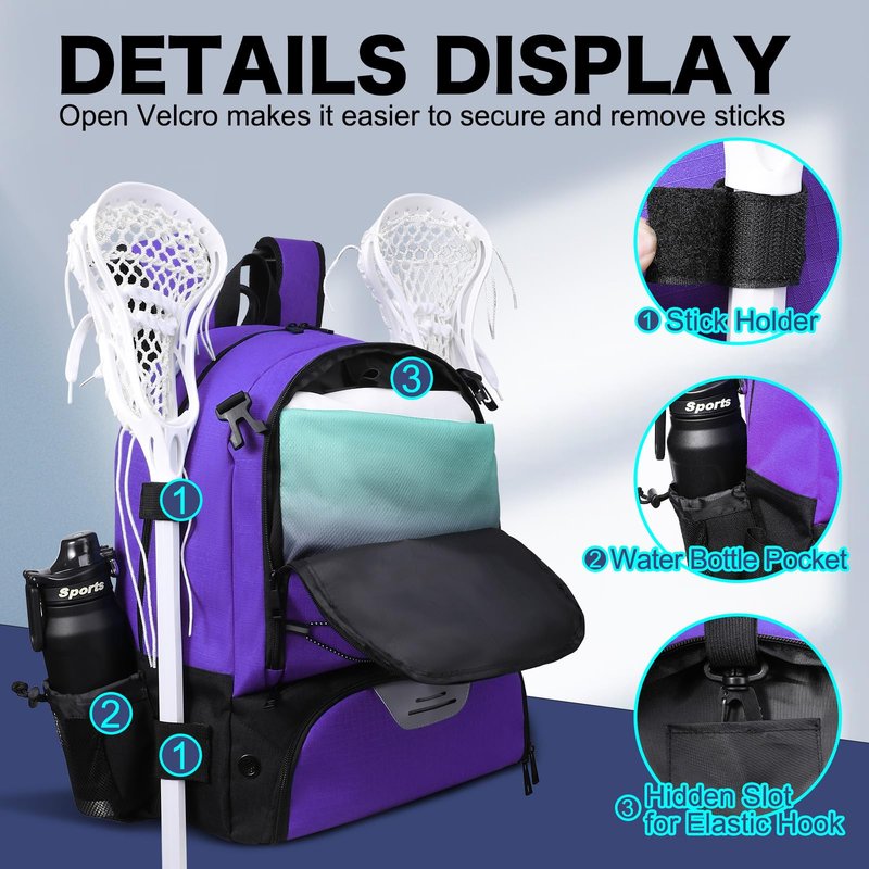 Apex Outdoors Lacrosse Bag, Large Lacrosse Backpack with Two Stick Holders