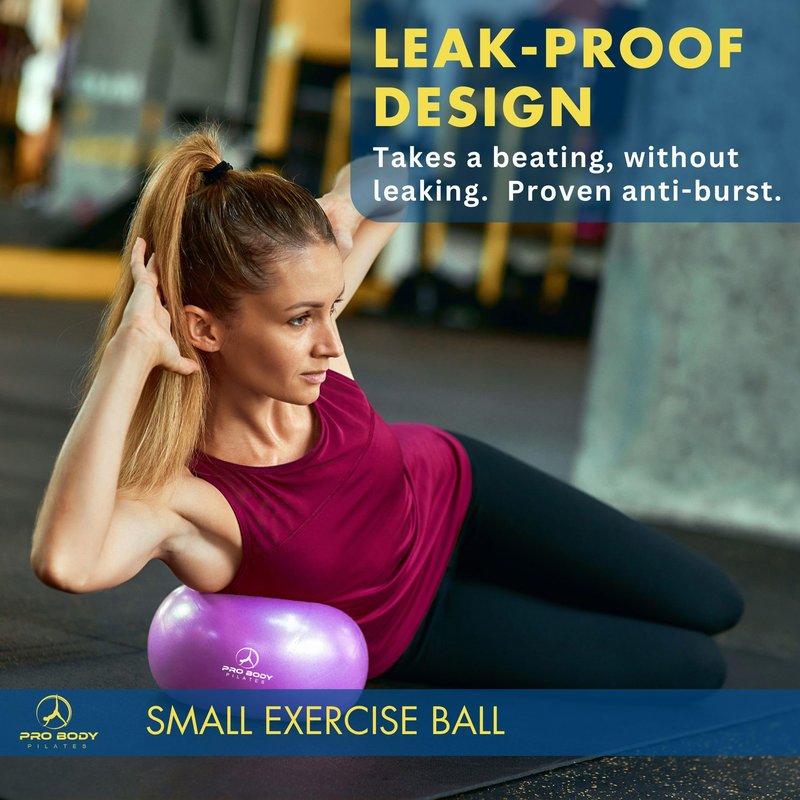 ProBody Pilates Small Exercise Ball - 9 Inch Workout Ball for Stability, Barre, Yoga, Core & Physical Therapy, Home Gym & Office Use (Purple)