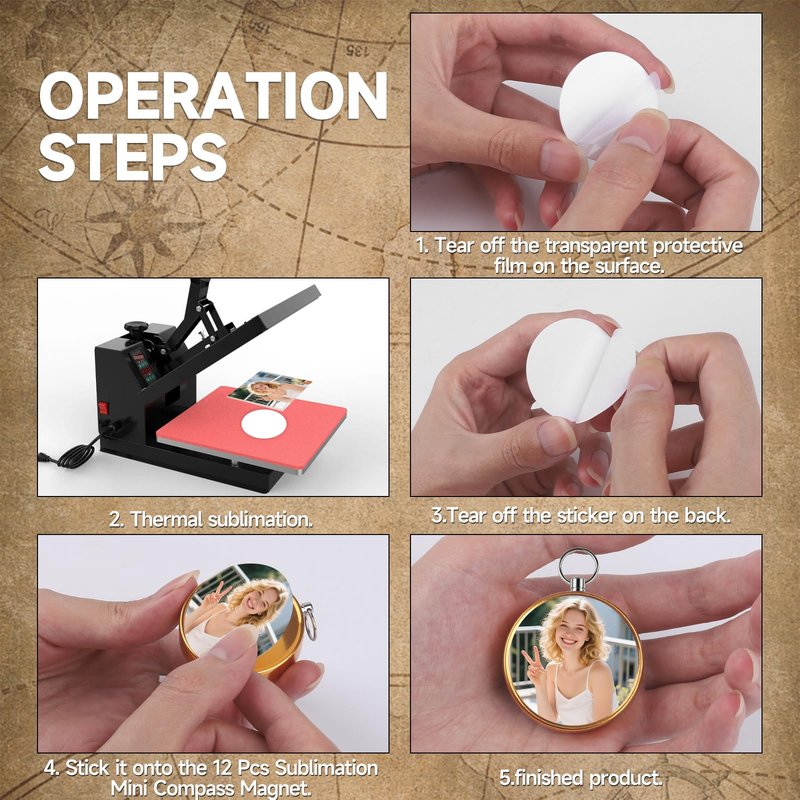 12 Pcs Sublimation Mini Compass, Mini Christian Compass for Vintage Gifts Religious Gifts for Men Graduation Weddings
