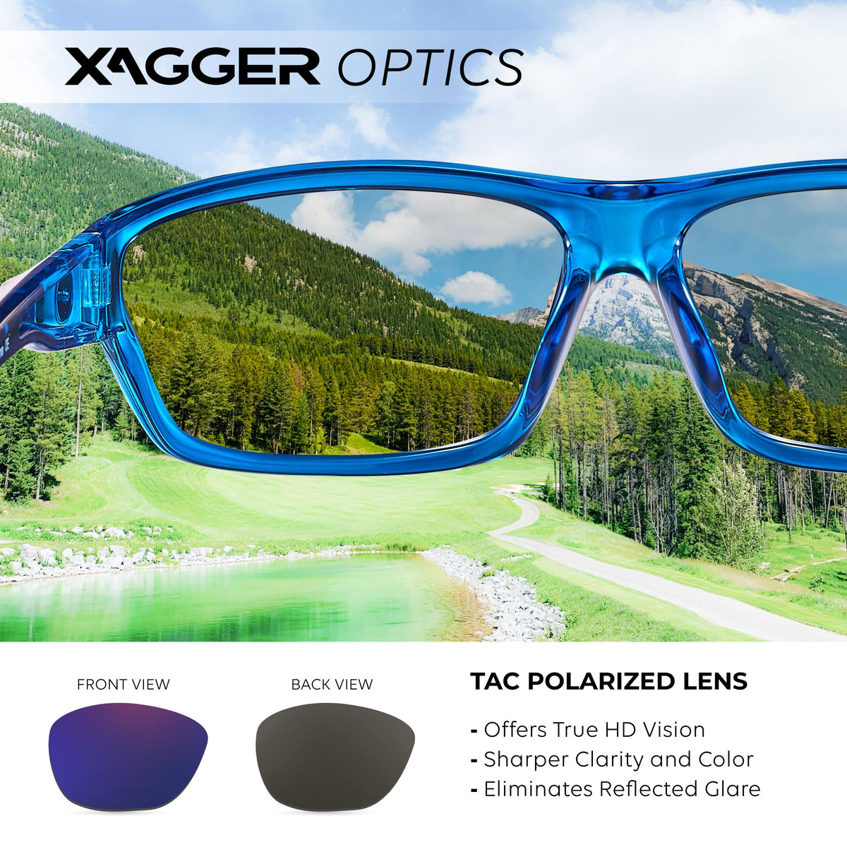 Xagger Polarized Wrap Around Sport Sunglasses for Men Women TR90 Frame Driving Running Fishing