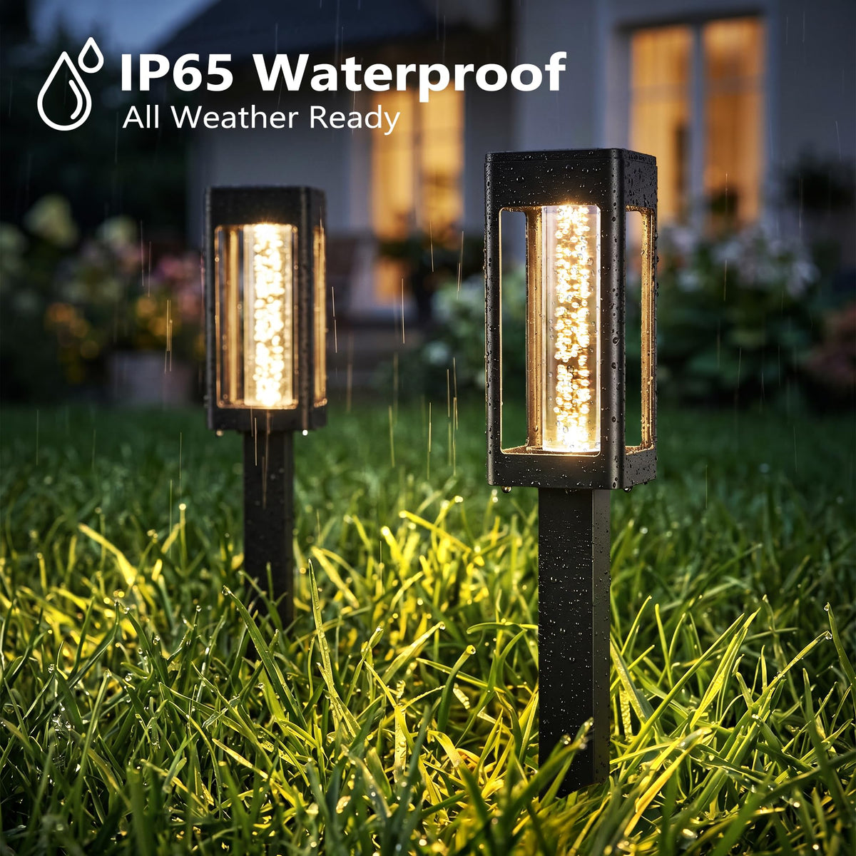 Brizled Solar Pathway Lights Outdoor, 6 Pack Bright Glowing Bubble LED Solar Lights Outdoor Garden Lighting, Waterproof Landscape Lighting for Outside Yard Path Lawn Walkway Driveway Decor, Warm White