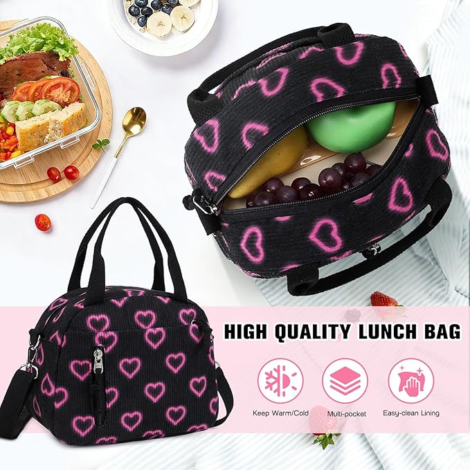 Bevalsa Backpack for Gilrs, 3PCS Corduroy Kids Backpack Set with Lunch Box & Pencil Pouch, Bookbag Daypack Laptop Bag for Women Teens Elementary Middle High School