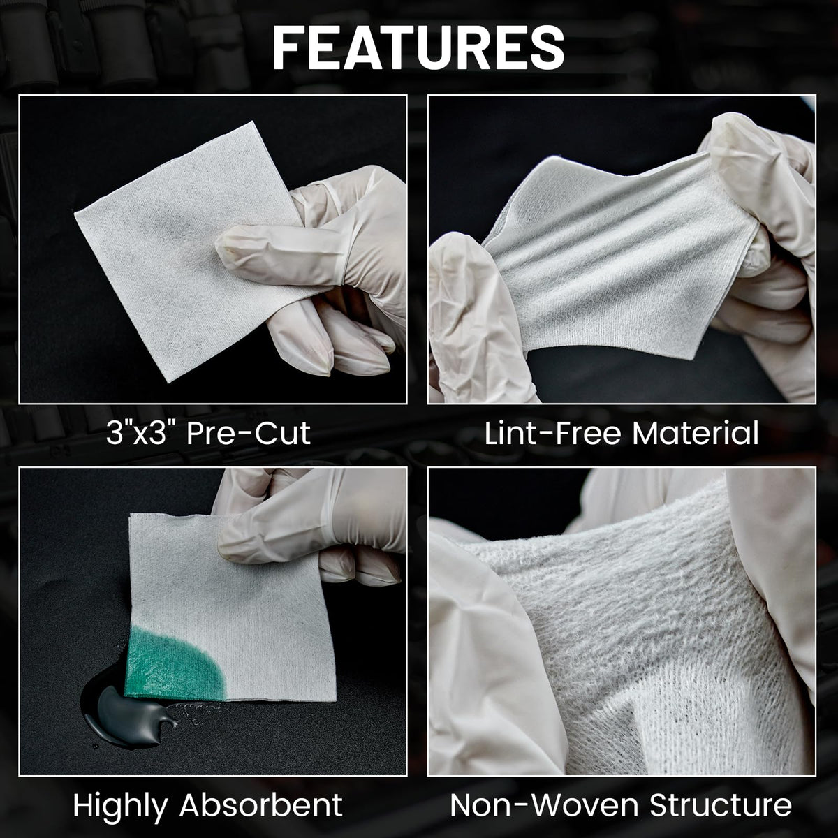 600 PCS 3" Gun Cleaning Patches in Storage Box - Lint Free, Highly Absorbent Nonwoven Cleaning Patches for 12 Gauge to 20 Gauge