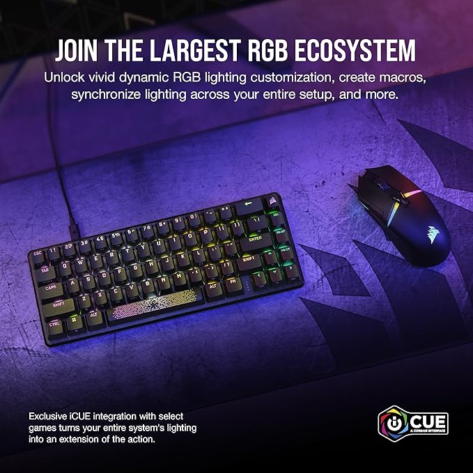 Corsair K65 PRO Mini RGB 65% Optical-Mechanical Wired Gaming Keyboard - OPX Switches - PBT Double-Shot Keycaps - iCUE Compatible - QWERTY NA Layout - Black