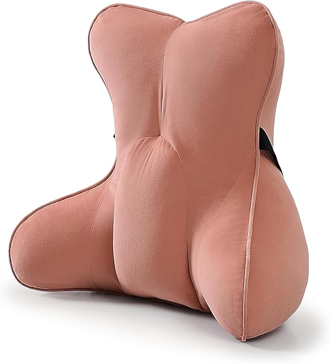 Lumbar Support Pillow(Pat. Pend) for Lower Back Pain Relief – Multi-Functional Ergonomic Lumbar Cushion, Reading Pillow for Office Chair, Car Seat & Sofa,Blush Pink