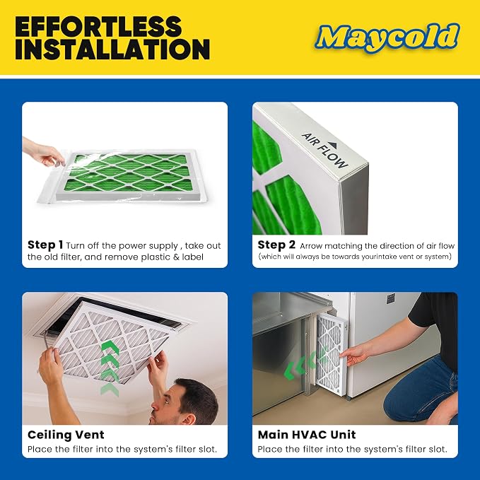 Maycold MERV 13 20x24x1 Air Filter, High-Efficiency Pleated AC & Furnace Filters