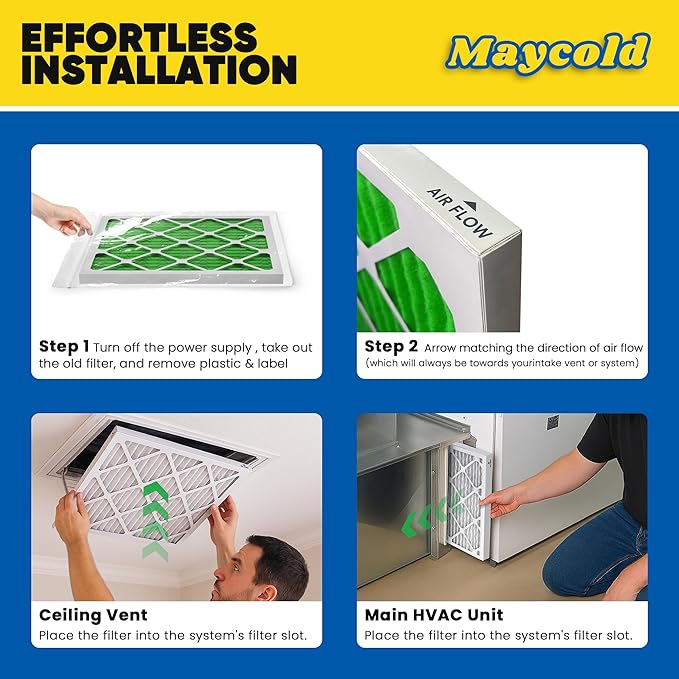 Maycold MERV 13 16x20x1 Air Filter, High-Efficiency Pleated AC & Furnace Filters