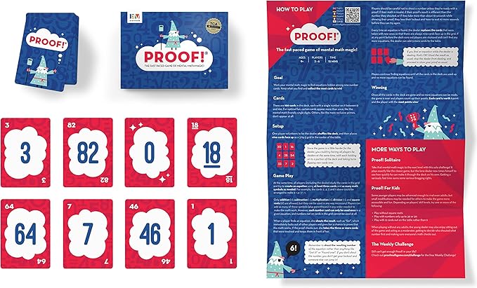 Proof! Math Game - The Fast Paced Game of Mental Math Magic - Teachers’ Choice Award Winning Educational Fun, Ages 9+