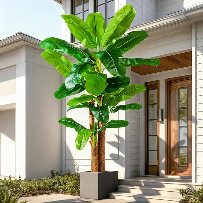 Large Artificial Banana Tree Tall Faux Tropical Bananas Trees Indoor Outdoor Realistic Floor Plant Big Fake Plants for House Home Living Room Office Front Porch Decor Outside Patio para decoracion
