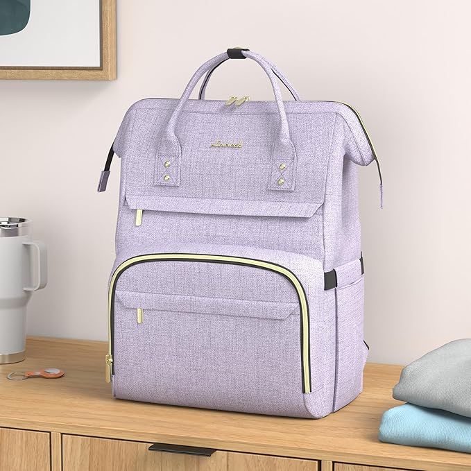 LOVEVOOK College Laptop Backpack, 15.6 Inch Travel Backpack for College, Waterproof Work Backpack Woman for Teacher Nurse Anti-theft Travel Back Pack, Gifts for Women, Purple
