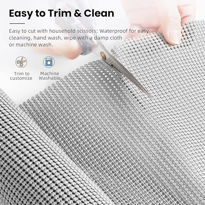 BAGAIL Drawer and Shelf Liner, 17.5 in X 20 Ft Non-Adhesive Shelf Liners for Kitchen Cabinets, Thick Strong Grip Liners for Desk, Shelves, Bathroom Drawers, Cabinet Protection - LightGrey