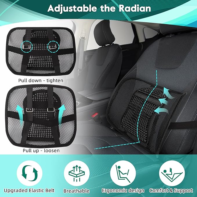 Samyoung Mesh Back Lumbar Support, Back Support Seat Cushion with Breathable Mesh for Office Chairs Car 12” x 16”