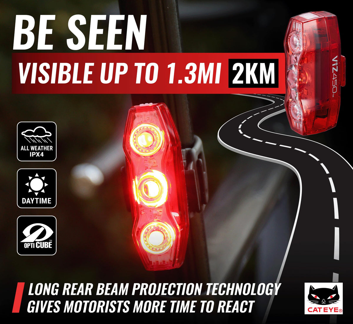 CATEYE USB Rechargeable Daytime Safety Light