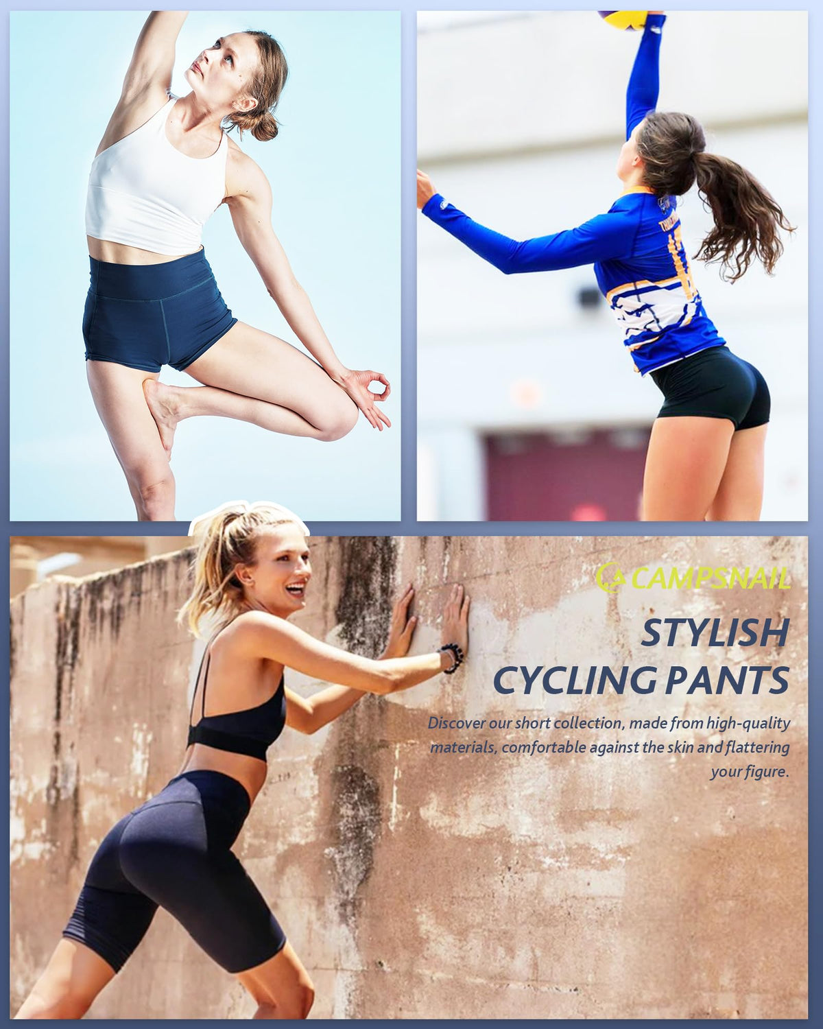 CAMPSNAIL Workout Biker Shorts Women - 3"/5"/8" High Waisted Tummy Control Spandex Booty Volleyball Shorts for Yoga Dance