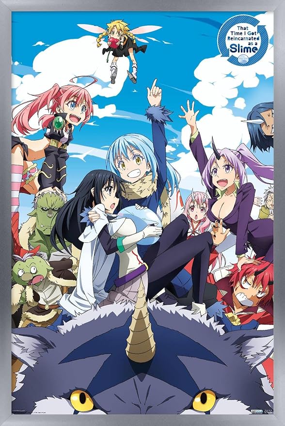 Trends International That Time I Got Reincarnated As A Slime - Group Wall Poster, 22.375" x 34", Silver Framed Version