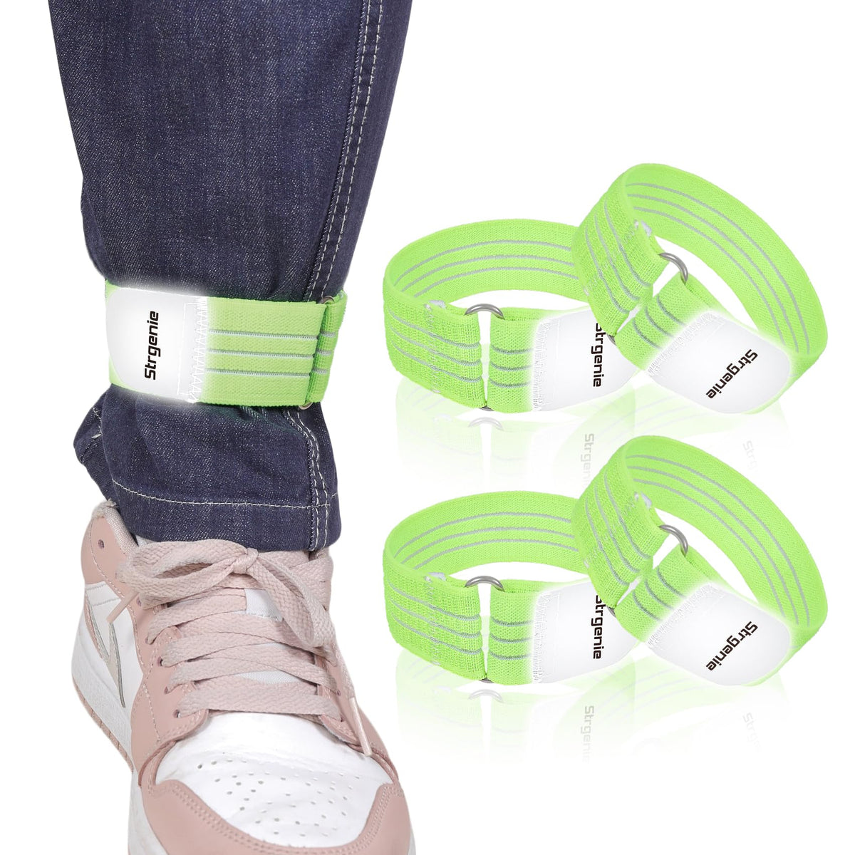 Strgenie Reflective Boot Straps Adjustable Boot Straps for Cowboy Boots Elastic Boot Bands Tightener Cinch Straps for Under Jeans, Hiking, Fishing, Biking