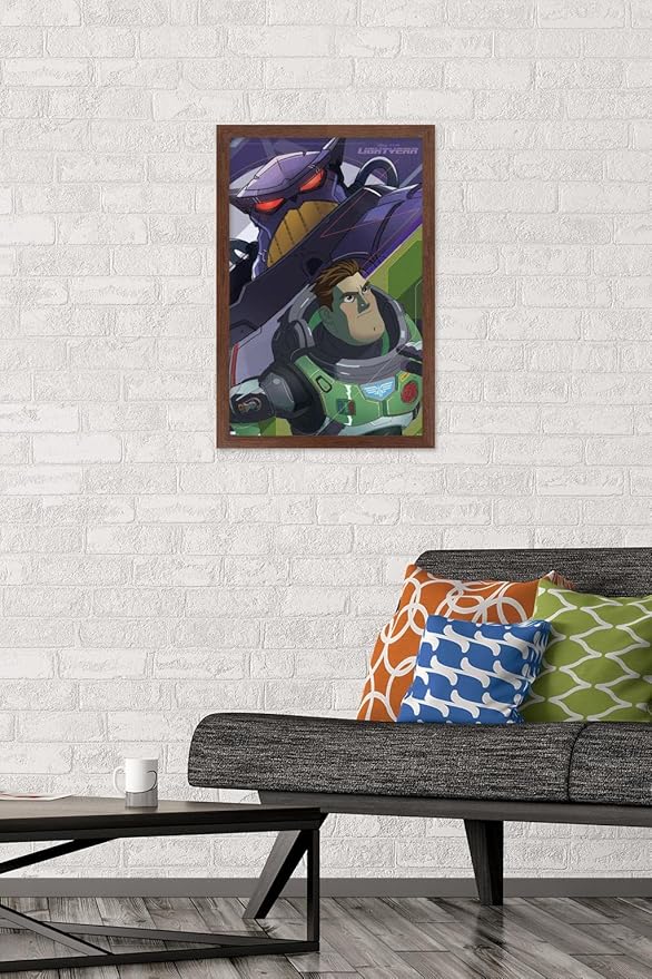 Trends International Disney Pixar Lightyear - Buzz and Zurg Wall Poster, 14.725" x 22.375", Mahogany Framed Version