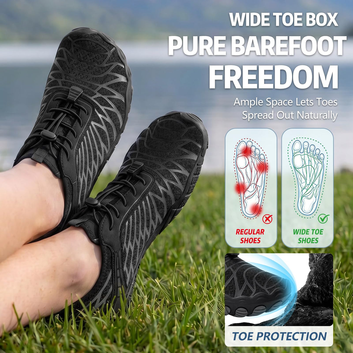 ELETON Barefoot Shoes Women Men Hiking Water Shoes Wide Toe Box Zero Drop