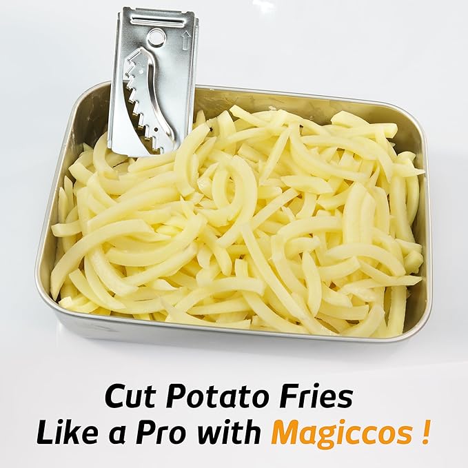 Magiccos 14-Cup Aluminum-Diecast Food-Processor - XL Bowl, Large Chute, 800W Motor & Silver Die-Cast Base, Slicing & Shredding, Chopping & Mixing, For Fries, Cheese, Meat & Veggie Prep, For Home Use