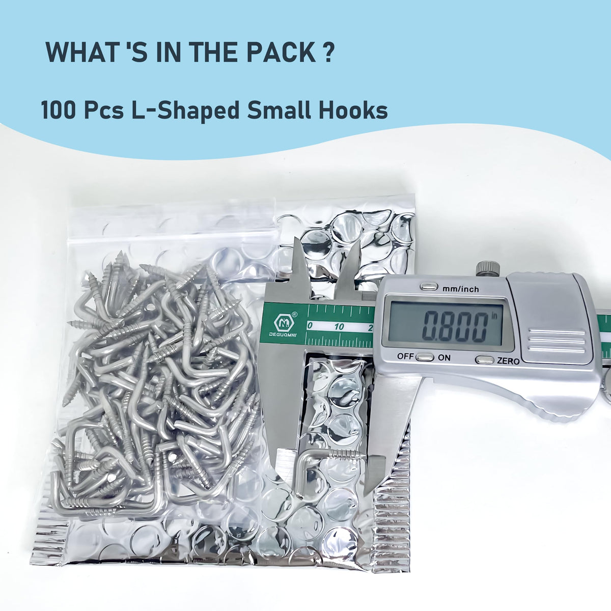 soimuk 304 Stainless Steel 3/4 in Screw-in Hooks 100 Pcs,7 Shape Screw Hooks,Small Hooks l Shaped Screw in Hooks for Hanging