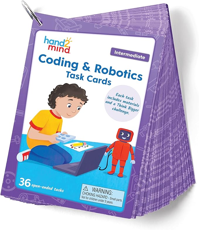 hand2mind Coding & Robotics Intermediate Task Cards, Coding for Kids 8-12, Computer Programming & Technology Toys for Kids, STEM Projects, STEM Activities for Classroom, Science Classroom Supplies