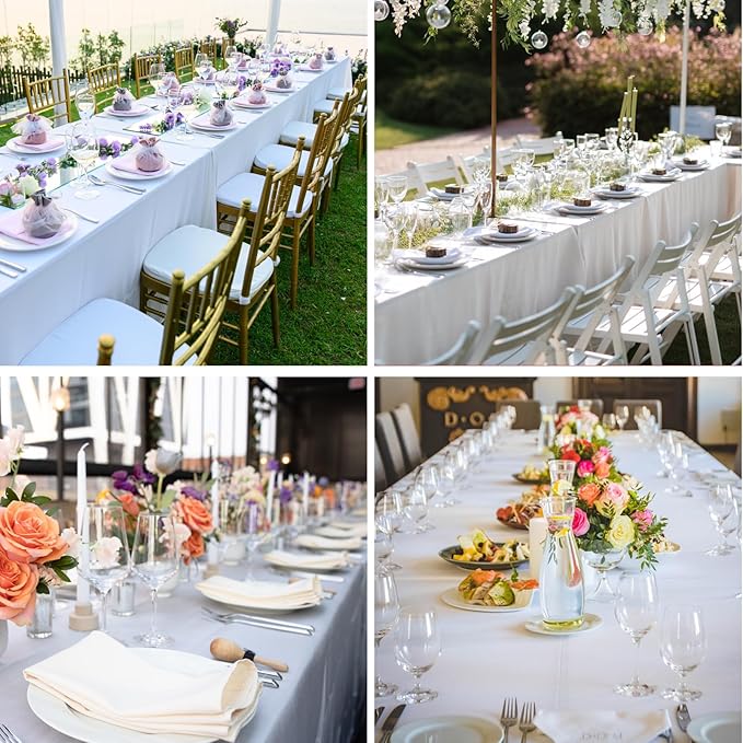 Rectangle Tablecloths 60x120 Inch 6 Pack White Tablecloth for 6ft Washable Decorative Linen Polyester Table Cloths for 8ft Dining Table Banquets Buffet Parties and Wedding