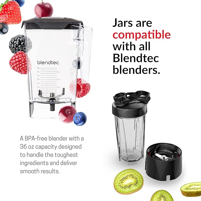 Blendtec Designer Series Blender (Black), WildSide+ Jar & GO Travel Bottle