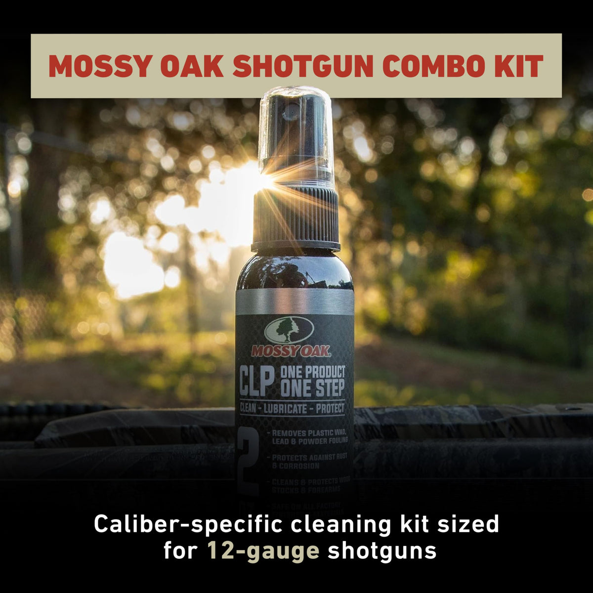 Mossy Oak CLP Shotgun Combo Kit - All-Inclusive Shotgun Maintenance Kit - Gun Cleaning Kit - with Bore Brush, CLP Pump Sprayer, Nylon Brush & Microfiber Towel - 12 Gauge