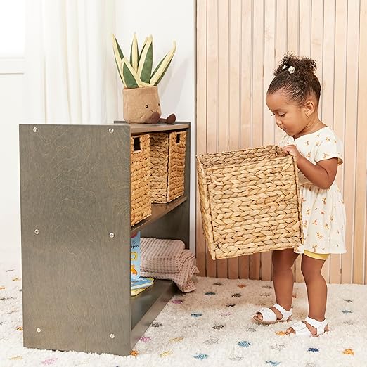 ECR4Kids 2-Shelf Mobile Island Storage Cabinet, Classroom Furniture, Grey Wash