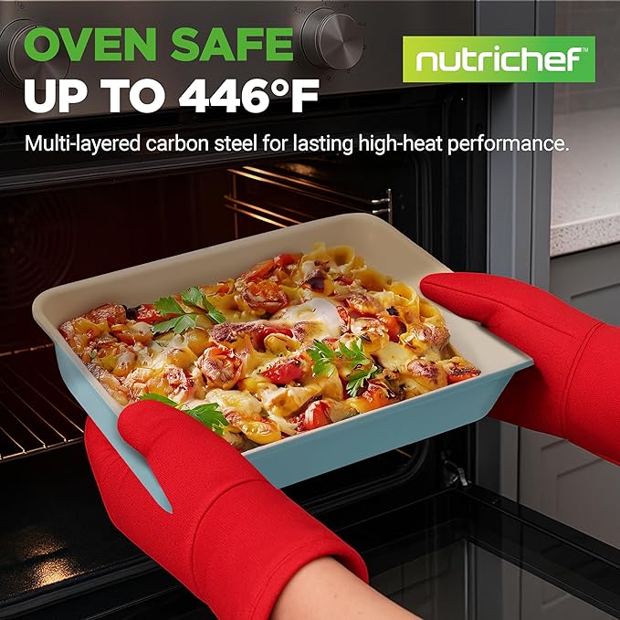 NutriChef 6 Pc Nonstick Baking Pan Set, Ceramic Bakeware Set - Turquoise
