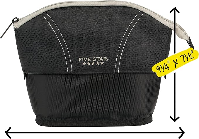 Five Star Pencil Pouch, Pen Case, Quick View Expandable Zipper Pouch, Storage Organizer for School Supplies Earbuds Chargers Cables Makeup, Black/Grey (507610A-ECM)