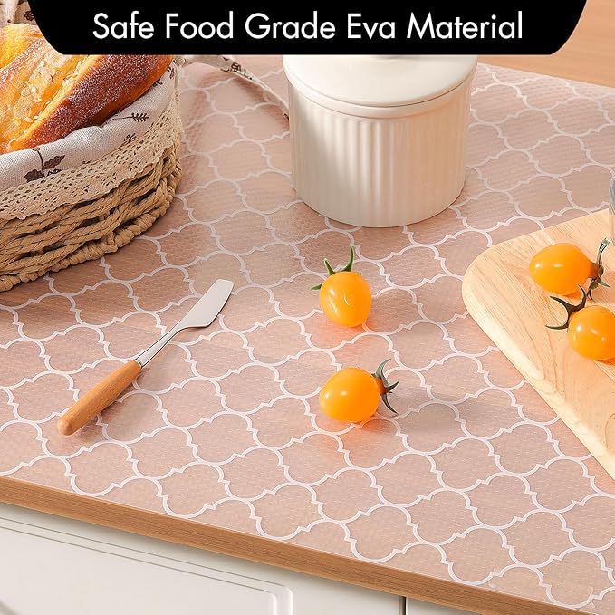 Cooyes Shelf Liner for Kitchen Cabinets – Non-Adhesive Waterproof Drawer Liner – Durable EVA Material Easy-to-Cut Shelf Paper for Refrigerator, Cupboard, Dresser with Modern Pattern (17.7"W x 78.7"L)