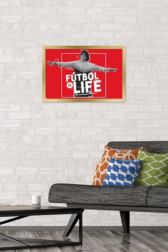 Ted Lasso - Futbol is Life Wall Poster, 22.4L" x 14.7W", Gold Framed Version