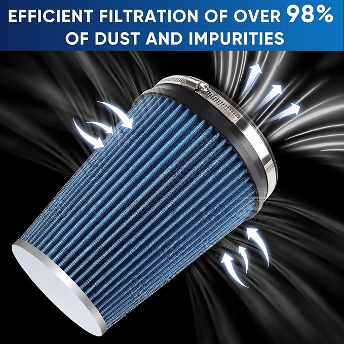 6" 152mm Cold Air Intake Filter Clamp-On Replacement High Flow Inlet Air Filter