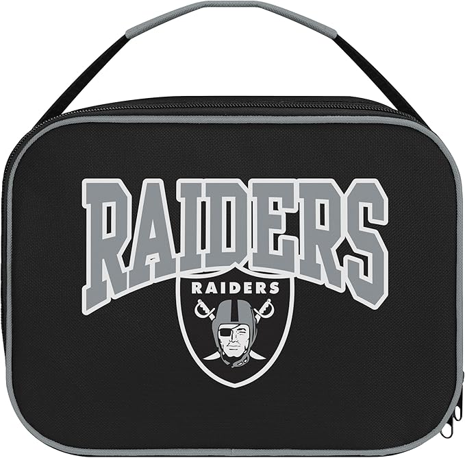 FOCO NFL Unisex-Adult Officially Licensed Wordmark Team Color Big Logo Football Zip Closure 7L Lunch Bag - Las Vegas Raiders