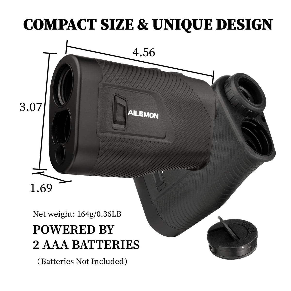 AILEMON Golf Rangefinder with Slope Switch, Flag Pole Locking with Pulse Vibration, 6X Magnification Laser Range Finder Golfing & Hunting, 900 Yards Rangefinders with Magnet Stripe (Black)